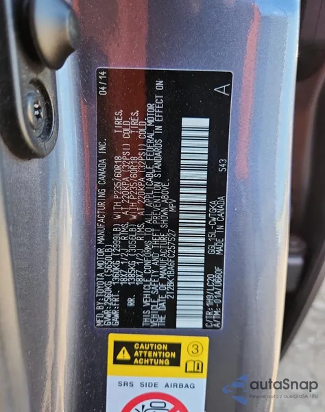 2015 Lexus Rx 350 Base z USA, uszkodzony, nr VIN 2T2BK1BA6FC257527